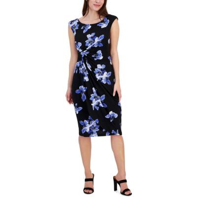 Connected Apparel Womens Floral Print Knee Length Wrap Dress BHFO 8347