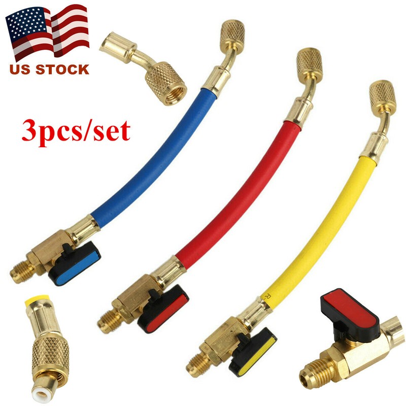 3 Pcs Ball Valve R410A,R134a For Charging Refrigeration Hose Air Condition HVAC
