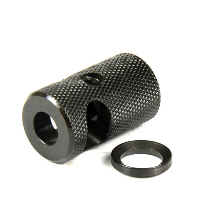 Compact Low Concussion 1/2x36 Competition Muzzle Brake 9mm Knurled /w washer