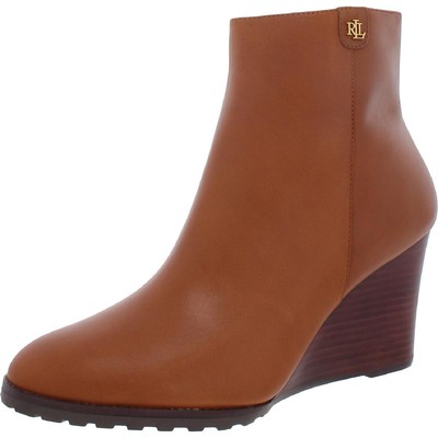 

Женские кожаные ботильоны Lauren Ralph Lauren Shaley на наборном каблуке на танкетке BHFO 0928, Polo tan, Shaley