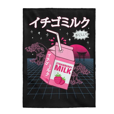 Strawberry Milk Carton Funny Retro 90s Japanese Kawaii Weeb Gift Plush Blanket