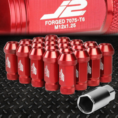 J2 ENGINEERING 7075 АЛЮМИНИЙ M12 X 1,25 20ШТ 50 ММ ГАЙКА С ОТКРЫТЫМ НАКОНЕЧНИКОМ и КЛЮЧОМ КРАСНОГО ЦВЕТА