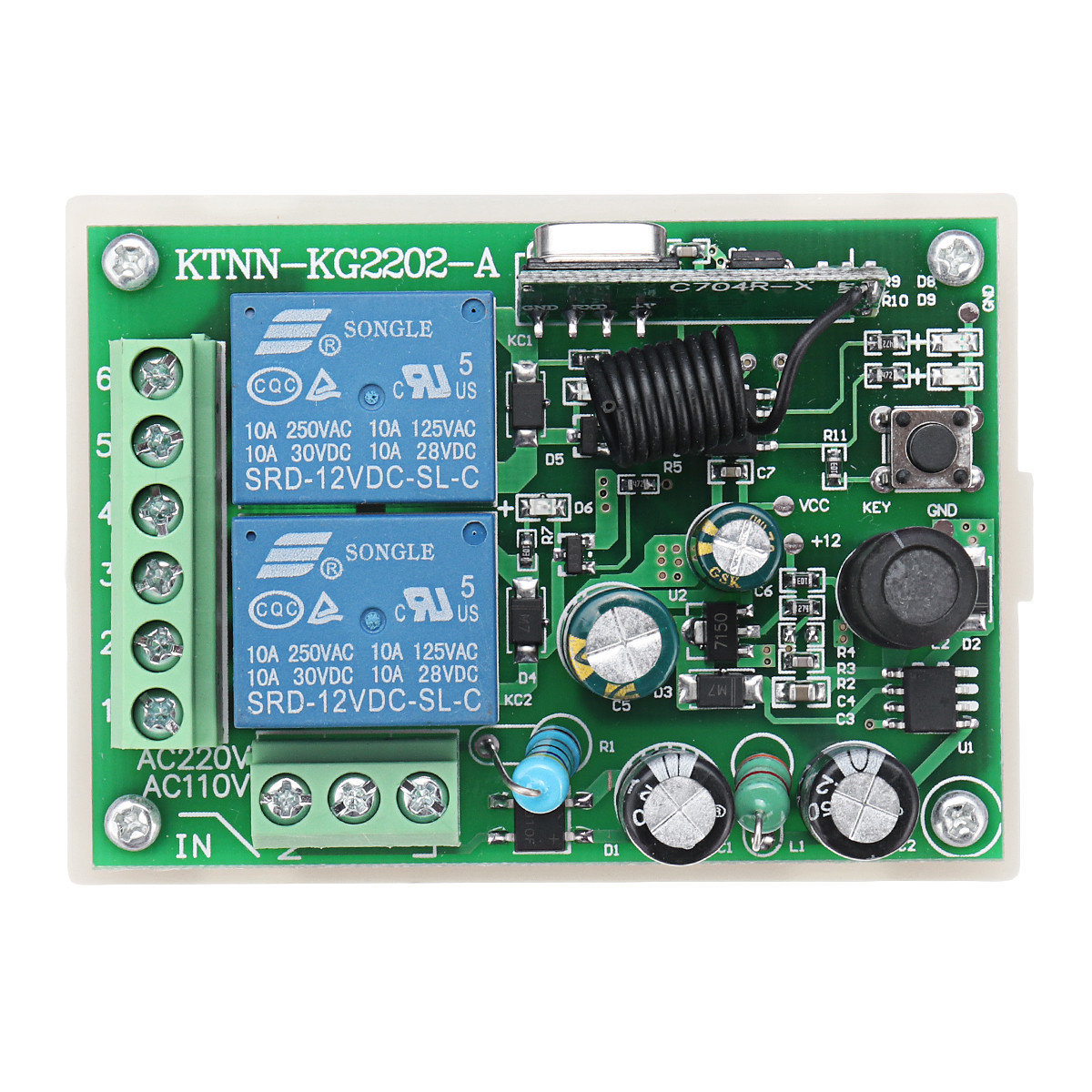 2CH 433MHZ Kabellos Garagentor Relais Fernbedienung Empfänger mit