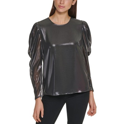 

Calvin Klein Womens Silver Foiled Puff Sleeve Bluse Top BHFO 4021, Серебряный