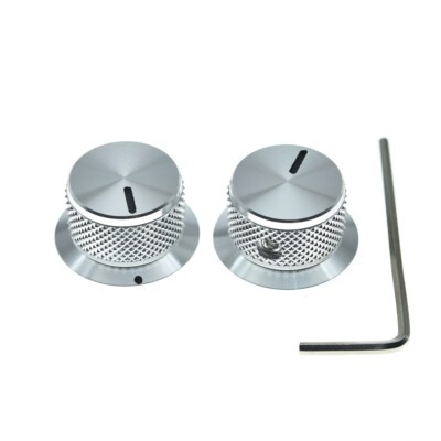 2pcs Metal Aluminium Pot Knobs 1/4'' Top Hat Knobs Bell Knobs fits Guitar/Bass