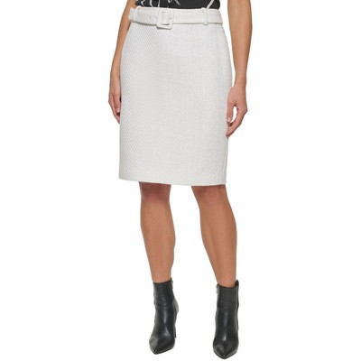 Женская белая твидовая юбка-карандаш для офиса DKNY Petites 2P BHFO 3666