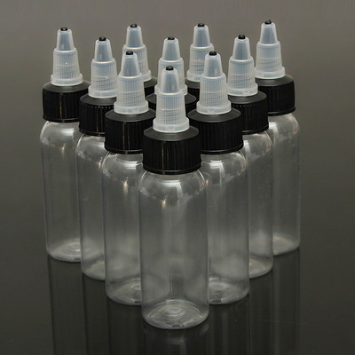 5/10x 30ml 1oz Empty Plastic Bottle w/Twist Cap Tattoo Ink Pigment Green Soap