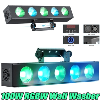 100W RGBW 5Eye Wall Wash Effect Light Bar DMX Stage DJ Beam Lighting Disco Party