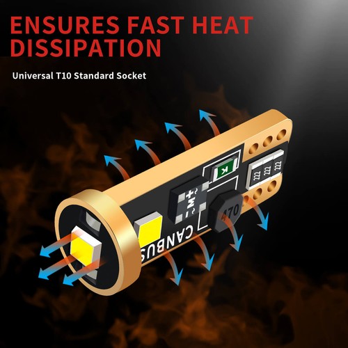 Lasfit T10 LED License Plate Light Bulbs 6000K Bright White 168 2825 194 Canbus