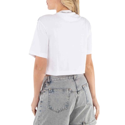 Pre-owned Rabanne Ladies Silver / White Metallic Mesh T-shirt