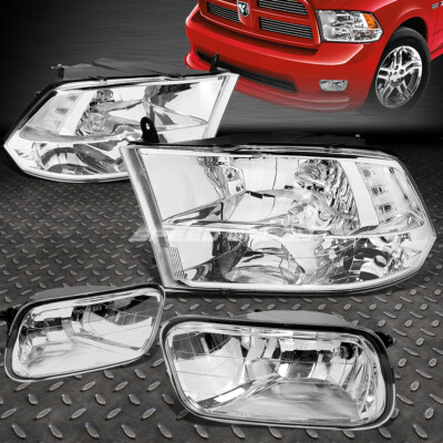 ХРОМИРОВАННАЯ ЧЕТЫРЕХУГОЛЬНАЯ ФАРА С ПРОЗРАЧНЫМ УГЛОМ + ХРОМИРОВАННАЯ ПРОТИВОТУМАННАЯ ФАРА ДЛЯ ПИКАПА 09-12 RAM PICKUP DS DJ