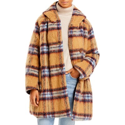 

OOF WEAR Женское бежевое двустороннее пальто в клетку из искусственного меха Верхняя одежда  BHFO 0433, Beige plaid