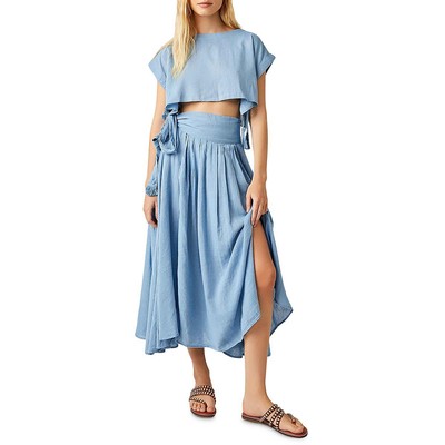 Женский синий хлопчатобумажный галстук-бабочка Free People, укороченный S BHFO 0728
