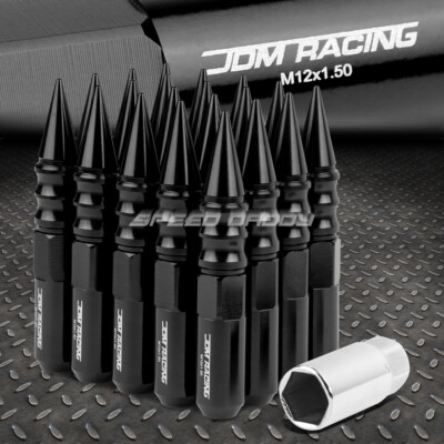 JDM АЛЮМИНИЕВЫЕ ЧЕРНЫЕ ГАЙКИ С ШИПАМИ + АДАПТЕР 20 ШТ./КОМПЛ. M12X1.5 ДИАМЕТРОМ 20 ММ/ВЫСОТОЙ 123 ММ