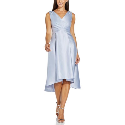 

Adrianna Papell Женское синее платье миди с отделкой и глубоким вырезом  BHFO 4659, Light blue