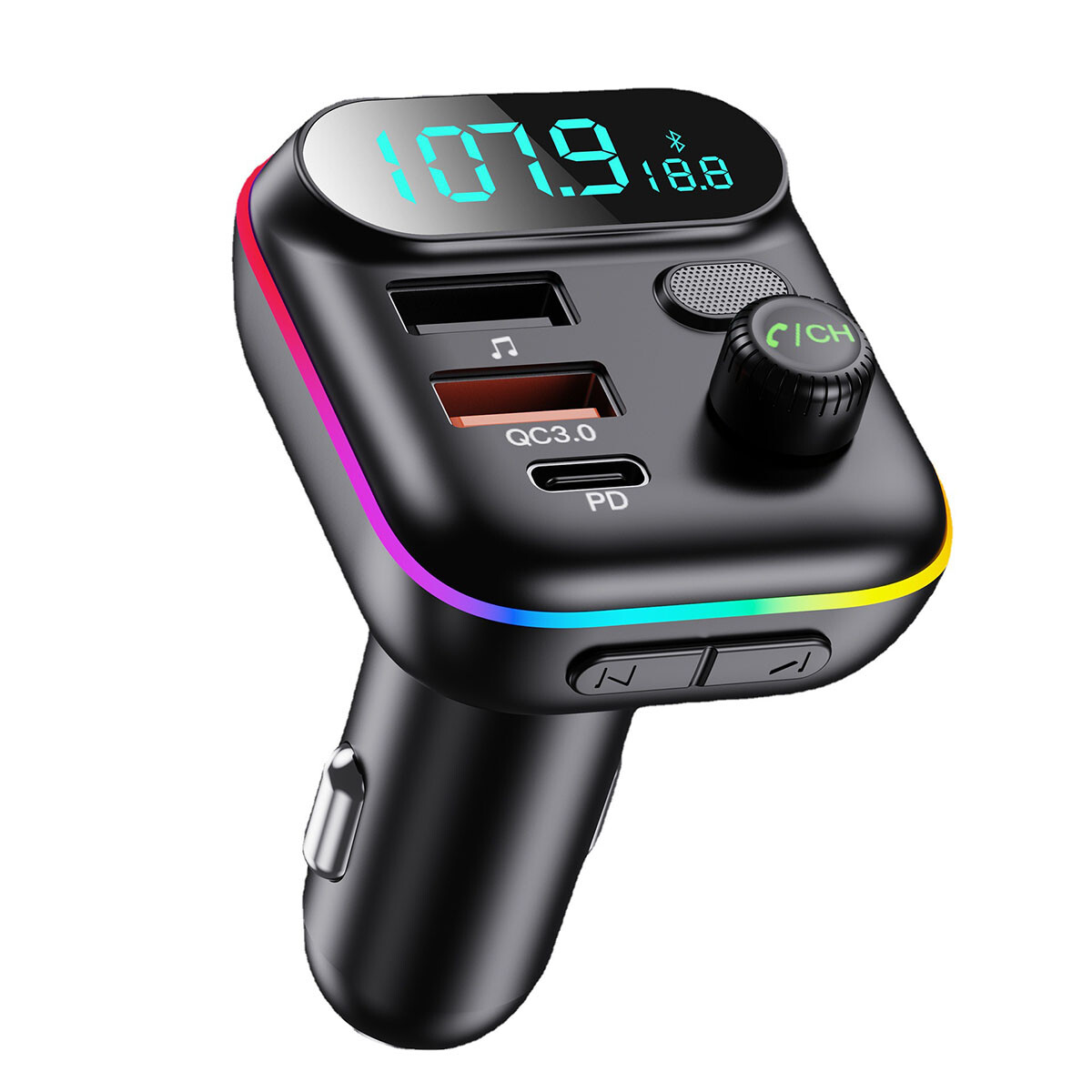 Bluetooth Car FM Transmitter LED Charger AUX Radio QC PD USB Adapter MP3 Player
