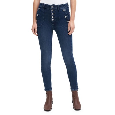 7 For All Mankind Женские джинсы-скинни Portia Blue из денима средней посадки 26 BHFO 2973
