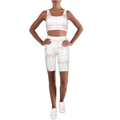 

Женский розовый спортивный комплект из 2 предметов Catherine Malandrino Athletic  BHFO 0560, Unicorn multi color tie dye