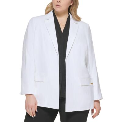 Calvin Klein Womens Linen Blend Blazer Jacket Open Front Plus BHFO 1277