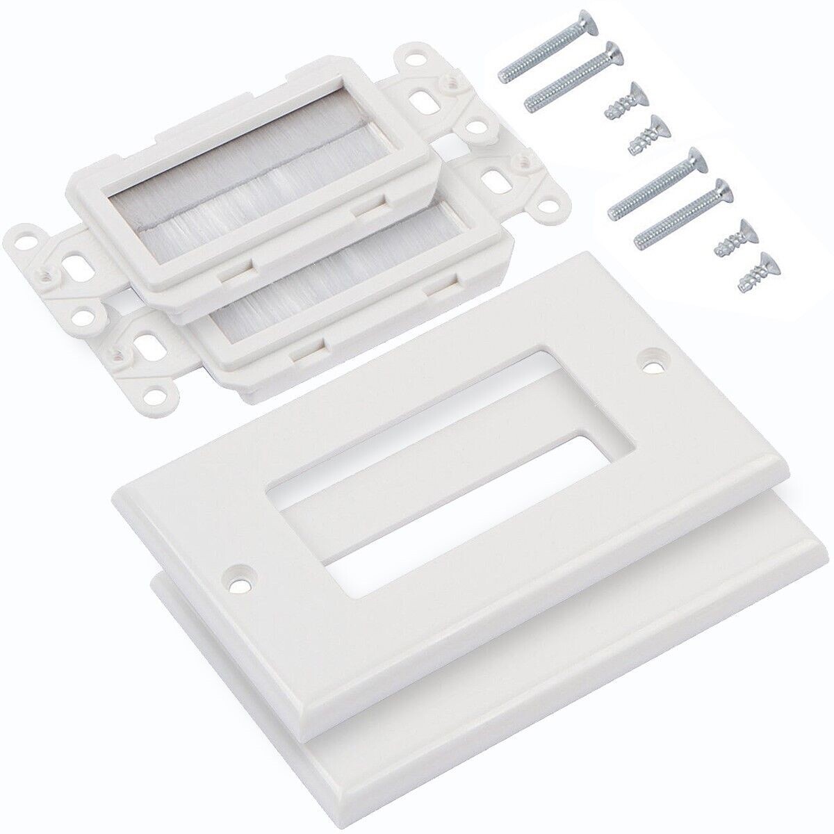 Fosmon 2x Single 1 Gang Brush Organize Bulk Wire Cable Wall Plate Include Screws