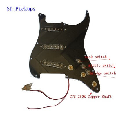 Upgrade SSS Prewired ST Pickgaurd Black Seymour SSL1 Pickups for FD Guitar