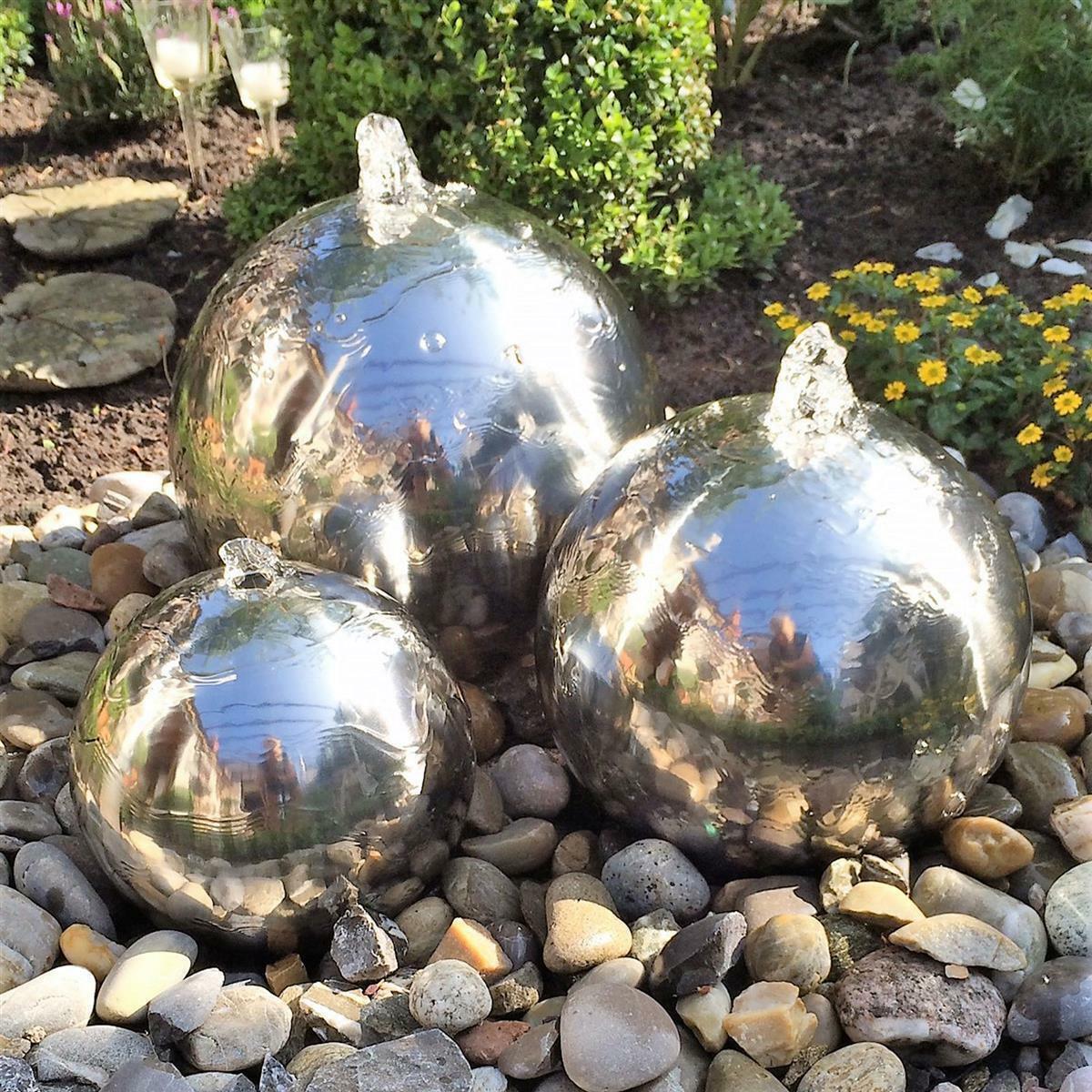 Edelstahl Springbrunnen Kugel 38cm Poliert Fur Kugelbrunnen Wasserspiel Garten