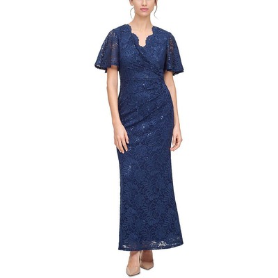 

Jessica Howard Женское темно-синее кружевное вечернее платье макси Petites  BHFO 6009, Navy