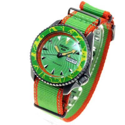 Pre-owned Seiko 5 Sports Sense Sbsa083 Green Dial Street Fighter V Blanka Mens Watch