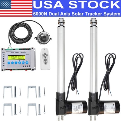 LCD Dual Axis Solar Panel Tracking Tracker Kit & 2PCS 16'' 6000N Linear Actuators