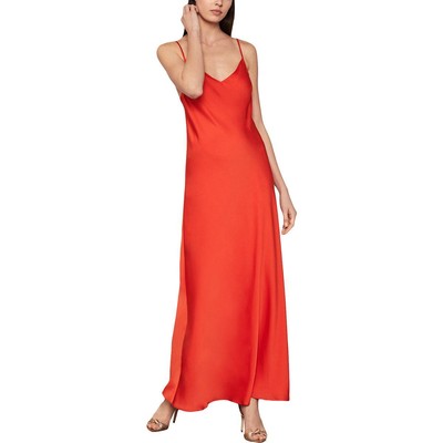 

BCBGMAXAZRIA Женское оранжевое атласное платье макси на бретелях вечернее  BHFO 7031, Dark orange