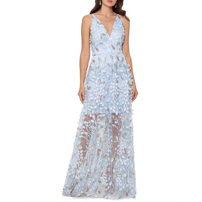 

Xscape Женское синее длинное вечернее платье с вышивкой  BHFO 2024, Light blue