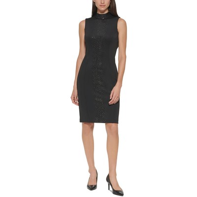 

Женское черное мини-платье-футляр с вырезом под горло Calvin Klein  BHFO 9491, Черный