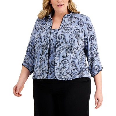 Alex Evenings Womens 2-Piece Printed Blouse Jacket Plus BHFO 0663