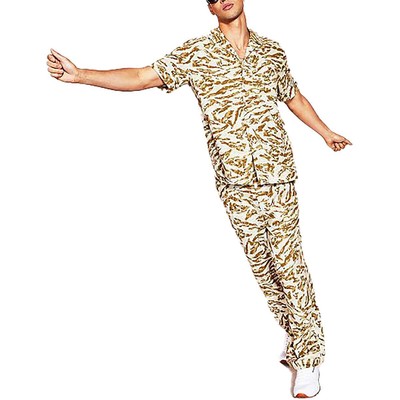 

Мужская коричневая камуфляжная рубашка на пуговицах с коротким рукавом Royalty By Maluma  BHFO 1688, Khaki, 821B101