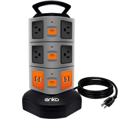 Power Strip Tower, 3000W 13A 16AWG Surge Protector Electric Charging Station,...