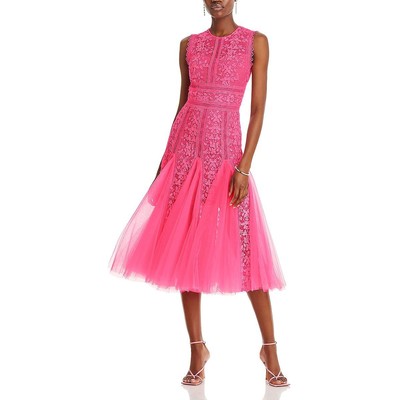 Bronx And Banco Womens Megan Pink Lace Long Cocktail And Party Dress L BHFO 7423