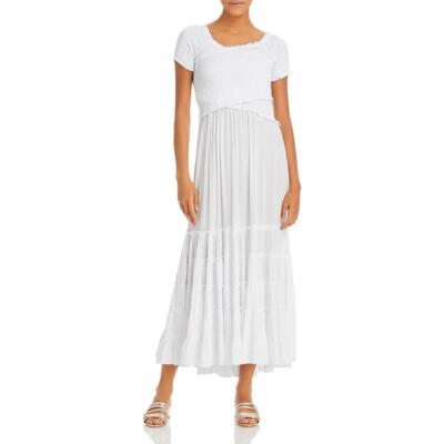 

Женское присборенное платье миди с короткими рукавами Poupette St Barth BHFO 8107, Белый