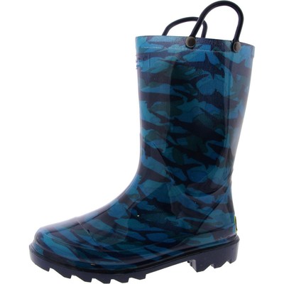 Камуфляжные ботинки Western Chief Boys SHARK Blue Rain Boots 1 Средний (D) Размер Little Kid BHFO 2844