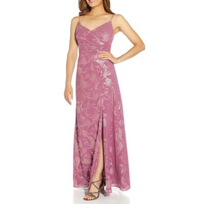

Женское шифоновое вечернее платье макси с разрезом Adrianna Papell BHFO 1538, Vintage rose