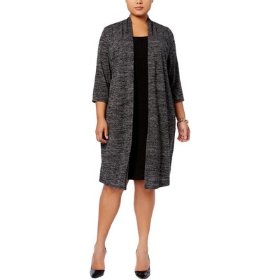 

Женский вязаный кардиган длиной до колена Connected Apparel, платье-свитер Plus BHFO 0641, Charcoal