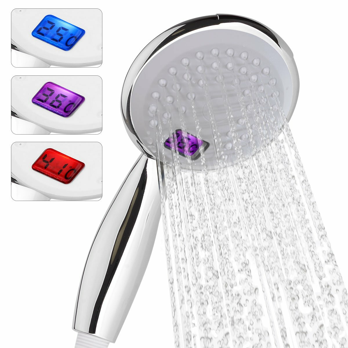 Soffione Doccia con Display Lcd Con Temperatura Acqua Cambia Colore sus