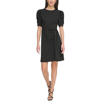 Женское черное мини-платье-футляр с рюшами для ночного свидания DKNY 12 BHFO 1932