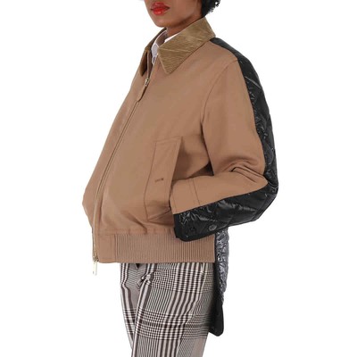 Pre-owned Burberry Ladies Biscuit Technical Wool Reconstructed Harrington Jacket In Check Description