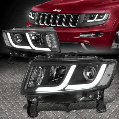 [LED DRL] ДЛЯ 14-16 JEEP GRAND CHEROKEE PAIR ПРОЕКТОР ФАРА ЛАМПА ЧЕРНЫЙ/ПРОЗРАЧНЫЙ
