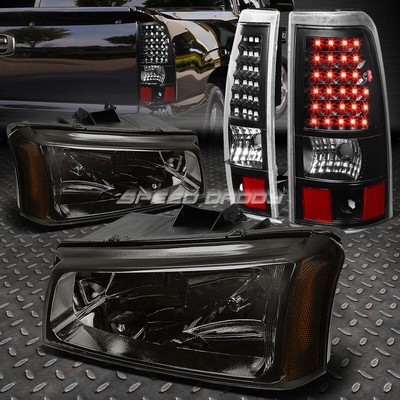 ДЫМЧАТАЯ ХРУСТАЛЬНАЯ ФАРА + УГОЛОК + ЧЕРНЫЙ СВЕТОДИОДНЫЙ ЗАДНИЙ ФОНАРЬ ДЛЯ 03-07 CHEVY SILVERADO