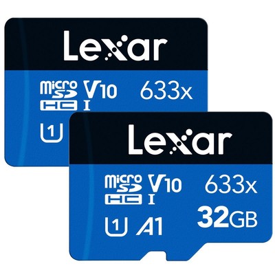 Высокопроизводительная карта памяти microSDHC UHS-I серии Lexar BLUE, 633x32 ГБ, упаковка из 2 шт.