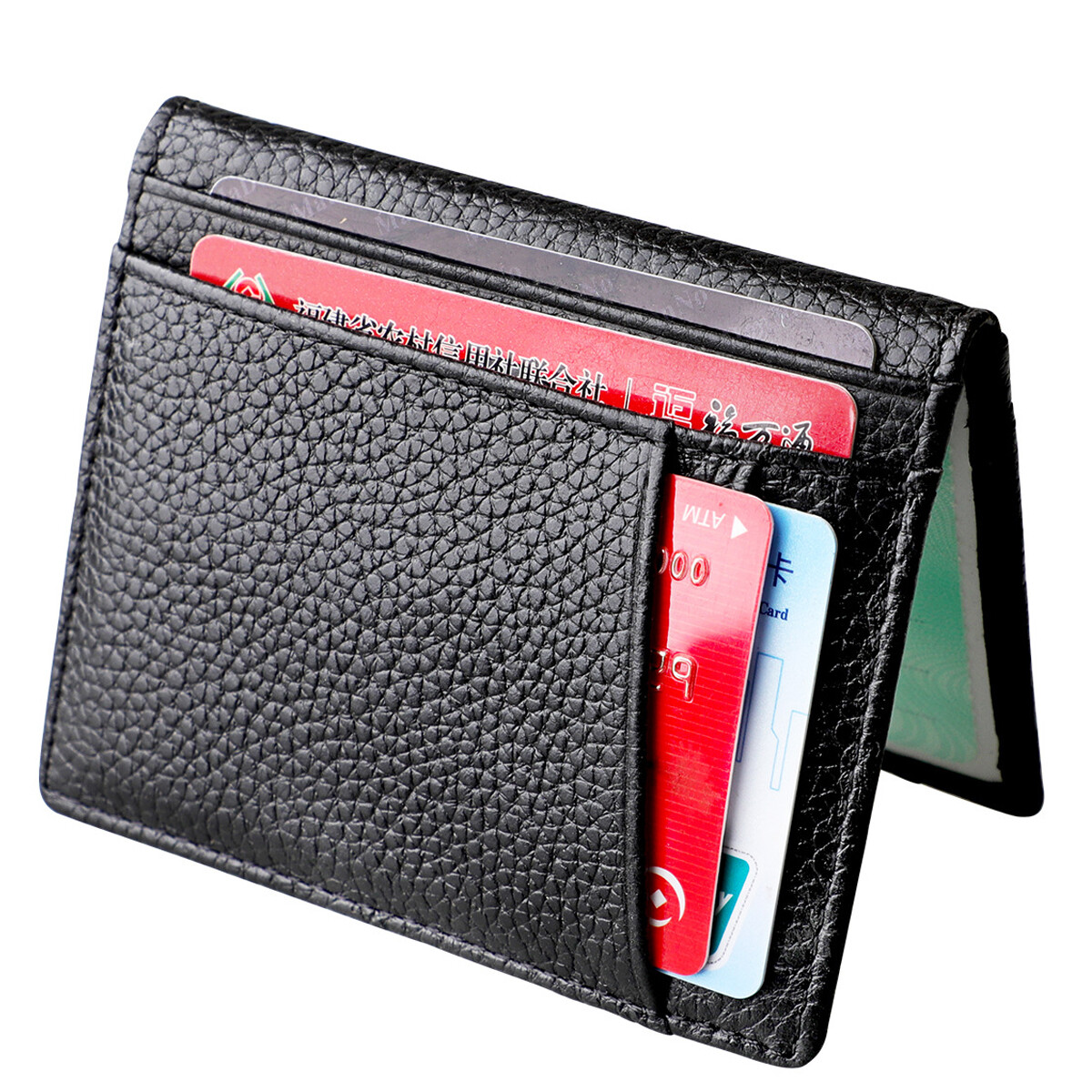 Mens Wallet Front Pocket Slim Wallet Genuine Leather ID Holder Card Case US FAST