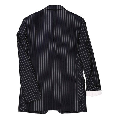 Pre-owned Burberry Men's Dark Navy And White Pinstripe Blazer