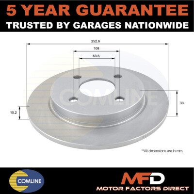Fits Ford Fiesta 2004- Focus 1998-2007 Comline Rear Brake Disc #1