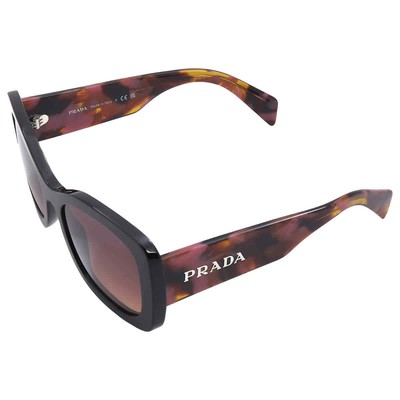 Pre-owned Prada Brown Gradient Butterfly Ladies Sunglasses Pr A08s 12o50c 56